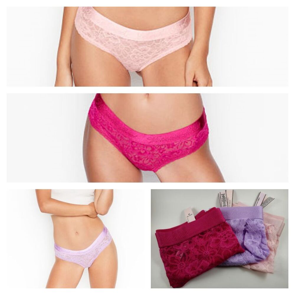 Victorias Secret Lot 3 Hiphugger Cheky Lace Panties Underwear NWT Womens Medium